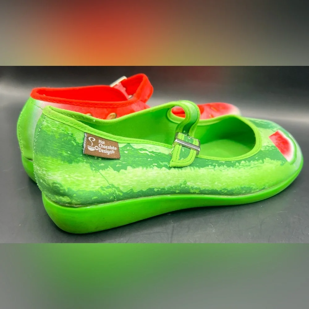 Hot Chocolate Design-Watermelon Themed Shoes, Size:35, Marks on‎ toes/side snag